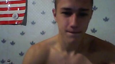 Cute young and beardless American masturbates