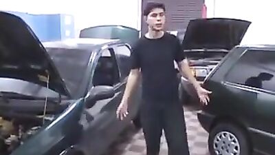 Getting a personal lube job at the garage