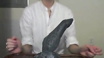 Cute Asian Twink Blows Big Alien Dildo