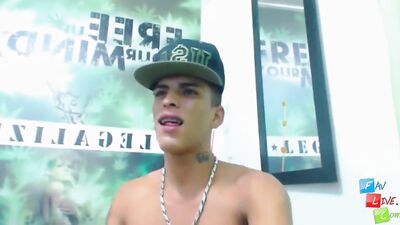 Coed latin guy Roger Boston jerks off his dick for cum