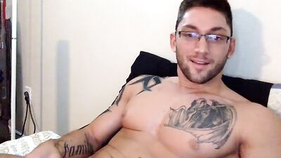Muscle stud shows off his dick