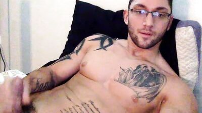 Muscle stud shows off his dick