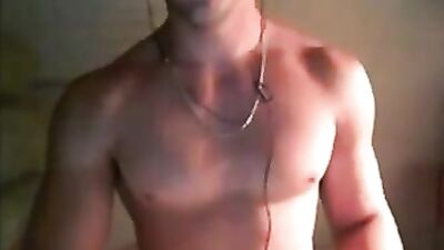 Handsome stud shoots on his bed