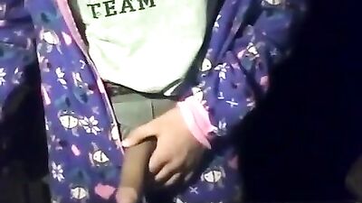 Jerking in his pajama onsie