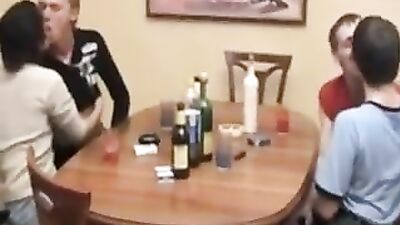 4 twinks cum eating, fucking