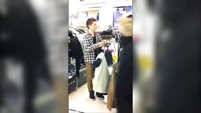 Boy strips to his undies in a department store