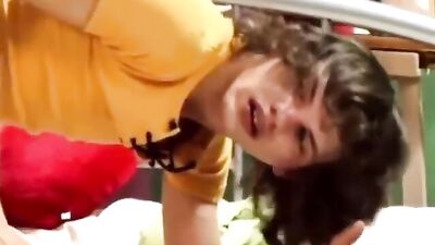 Long Hair Blond Boy Gives It