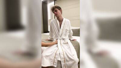 Curly Hugo gets a helping hand from his girl boys porn