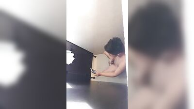 Young boy caught jerking in restroom