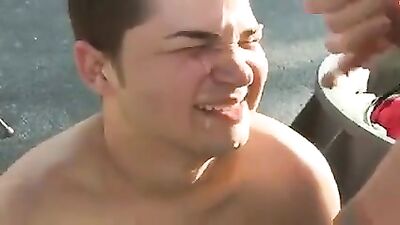 Tailgate blow job in parking lot