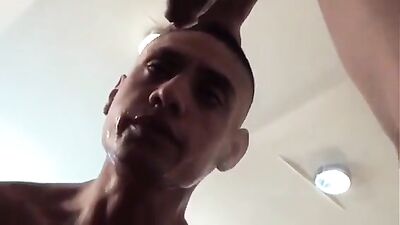 Three guys fuck and piss