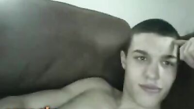 Hot boy busts nut on cam