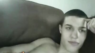 Hot boy busts nut on cam