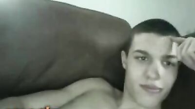 Hot boy busts nut on cam