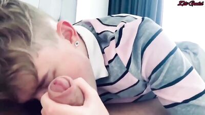 Gay Amateur Striptease Buddies in Blue Button-Down Shirt - BJ Web Cam!