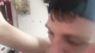 Self Help twink jerks and sucks his cock on cam