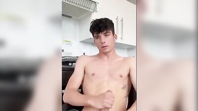 Jared cums twice while jerking off porn boys