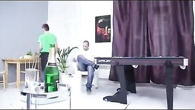 Boy screwed hard on the table