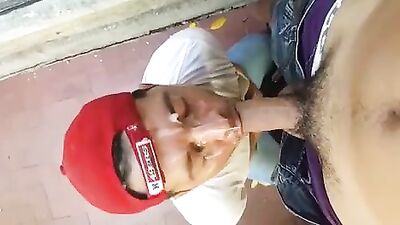 Cumshot all over face