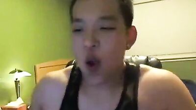 Young asian cumshot