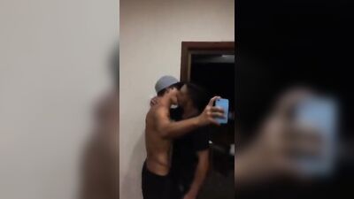 Straight boys French kiss