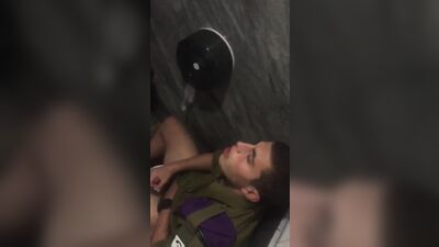 Spy boy cumshot in WC