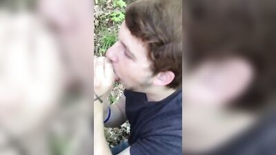 Outdoor blowjob and swallow
