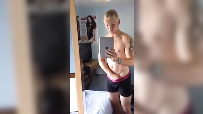 Hot str8 blond shows hard cock - no cum