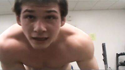 Talkative boy flexing