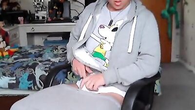 Twink blows load in underware