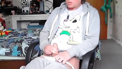 Twink blows load in underware