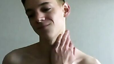 Cute blond boy wanks and cums