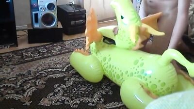 Green dragon inflatable toy humping orgasm boys porn