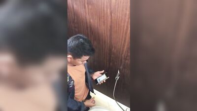 Spy boy cumshot in toilet