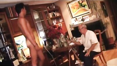 Old artist and young model