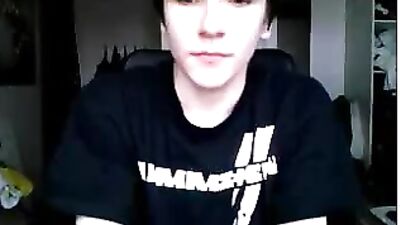 Young student cute and serious when he masturbates