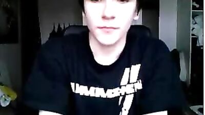 Young student cute and serious when he masturbates