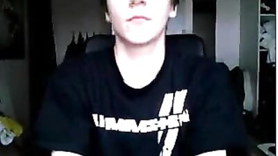 Young student cute and serious when he masturbates