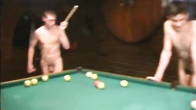Naked Young Lads Playing Pool