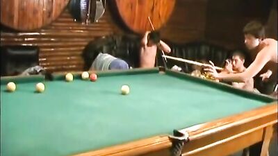Naked Young Lads Playing Pool
