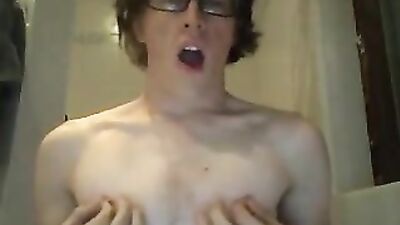Nerd in bathrrom