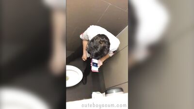 Gay Masturbation Frenzy in Bathroom - Employee Exposes Himself!