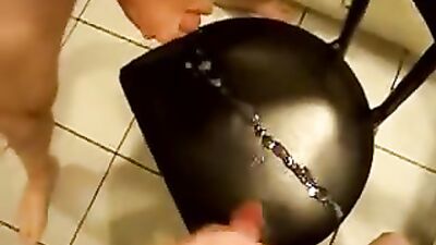 Two Cum-Shots Amateur Big Cocks Cum Shots - Two guys jerk off on the kitchen chair
