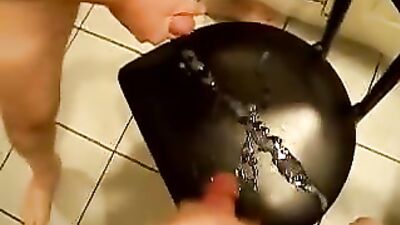Two Cum-Shots Amateur Big Cocks Cum Shots - Two guys jerk off on the kitchen chair