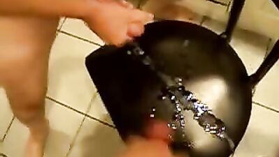 Two Cum-Shots Amateur Big Cocks Cum Shots - Two guys jerk off on the kitchen chair