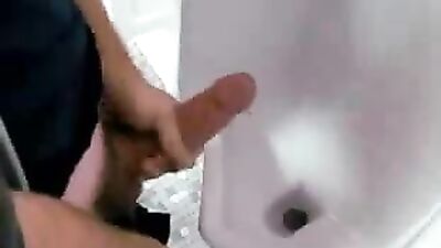 Urinal Exposure - Amateur Solo Jizzing Session Caught on Tape!