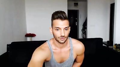 Horny Romanian Hunk Cumshot on Webcam Show