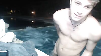 Gangbang on Pool: Naked Boys Cum for Web-Cam!