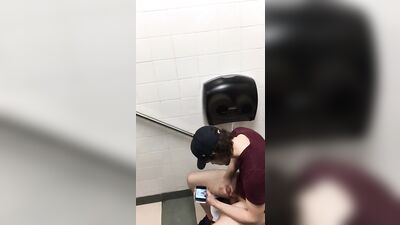 Spied in the Mens Room: Amateur Handjob Public Outside