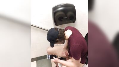 Spied in the Mens Room: Amateur Handjob Public Outside